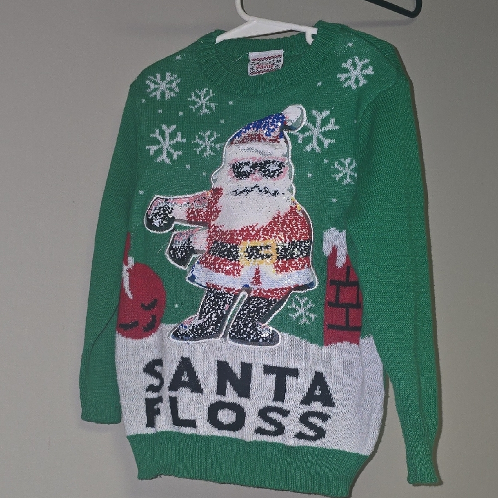 Well Worn Green Santa Crewneck Sweater